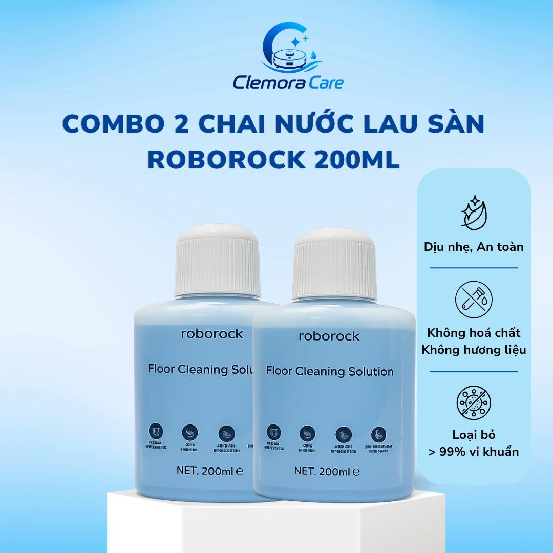 Combo 2 Chai Nước Lau Sàn ROBOROCK 200ml Chuyên Dụng Chính Hãng